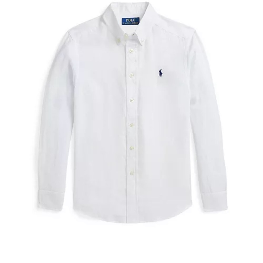 Ralph Lauren White Linen Kids Button Down Shirt size S 8 - Picture 2 of 4